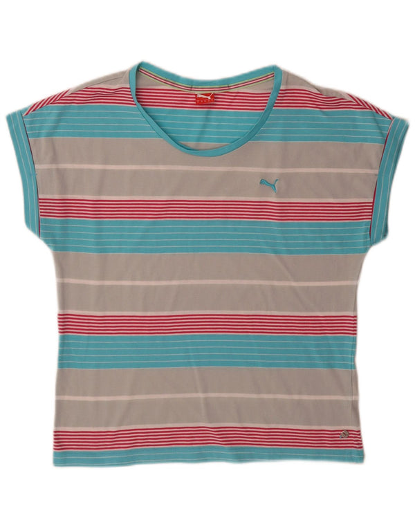 Puma Damen T-Shirt Top UK 12 Medium Mehrfarbig gestreift