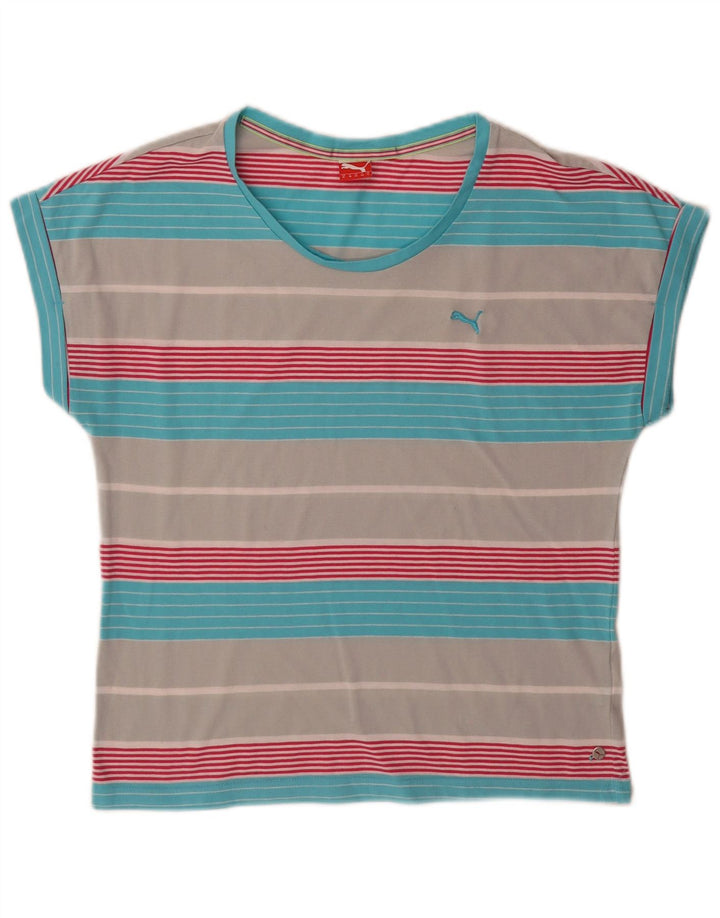 Puma Damen T-Shirt Top UK 12 Medium Mehrfarbig gestreift