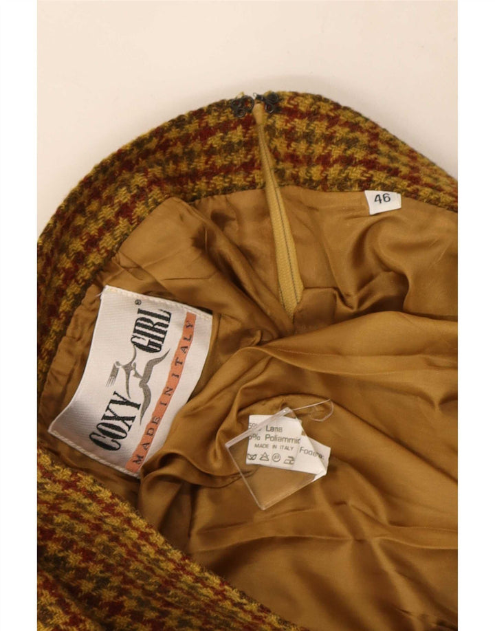 Vintage Damen Minirock IT 46 Groß W30 Braune Hahnentrittwolle