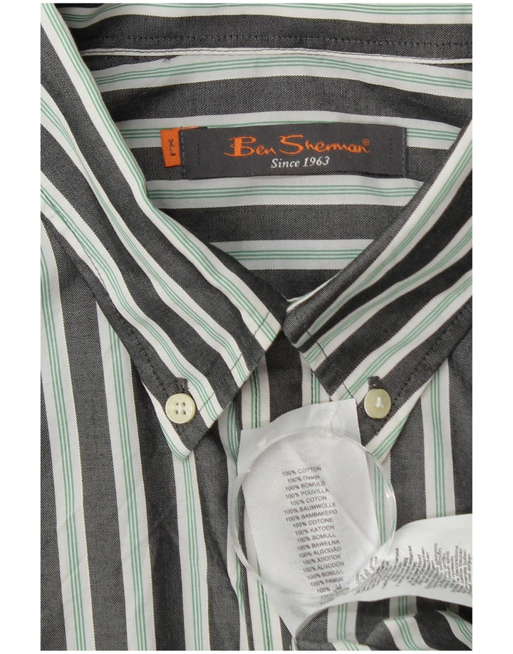 Ben Sherman Herrenhemd XL grau gestreift aus Baumwolle