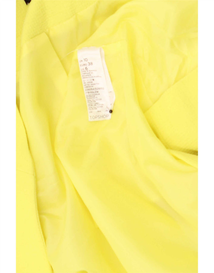 Topshop Womens Open Blazer Jacke UK 10 Small Gelb Polyester
