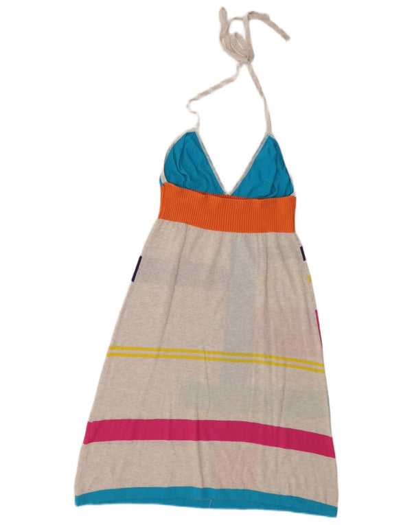 Benetton Damen Neckholder-Kleid UK 2 2XS Mehrfarbiger Farbblock