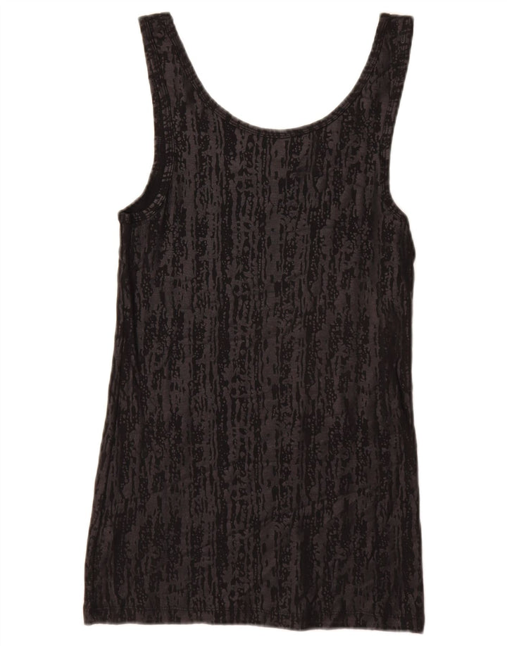 MOSSIMO Damen Weste Top UK 12 Mittelschwarze Baumwolle mit Animal-Print