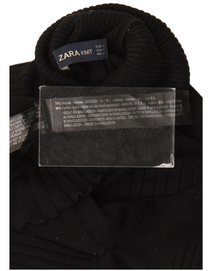 Zara Damen-Pullover mit Rollkragen, Gr. 8, Größe S, schwarze Viskose