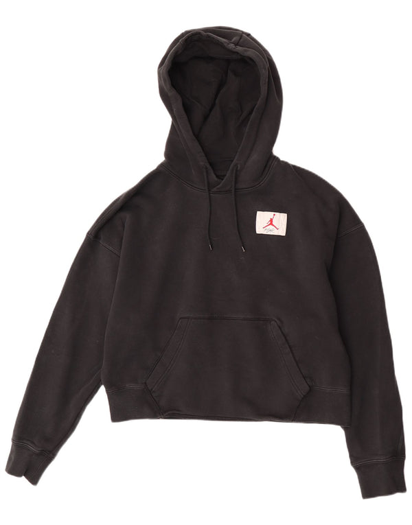 Jordan Womens Crop Graphic Standard Fit Hoodie Pullover UK 14 Medium Schwarz