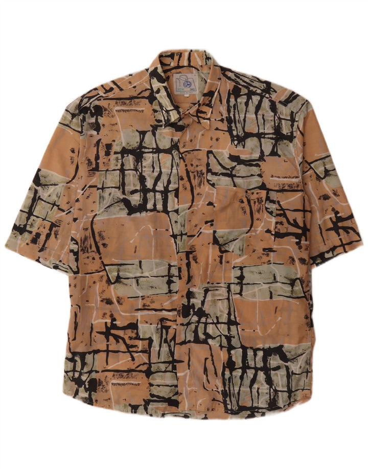 Vintage Herren-Kurzarmshirt mit abstraktem Muster, groß, mehrfarbig