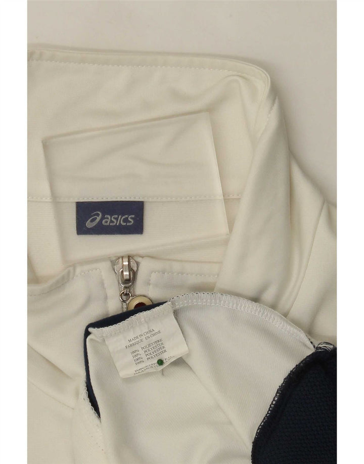 Asics Herren-Trainingsanzugoberteil, XL, weißes Colourblock-Polyester