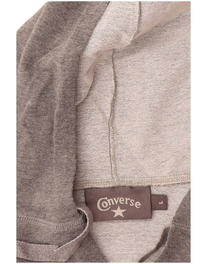 CONVERSE Damen Graphic Hoodie Pullover UK 14 Große graue Baumwolle