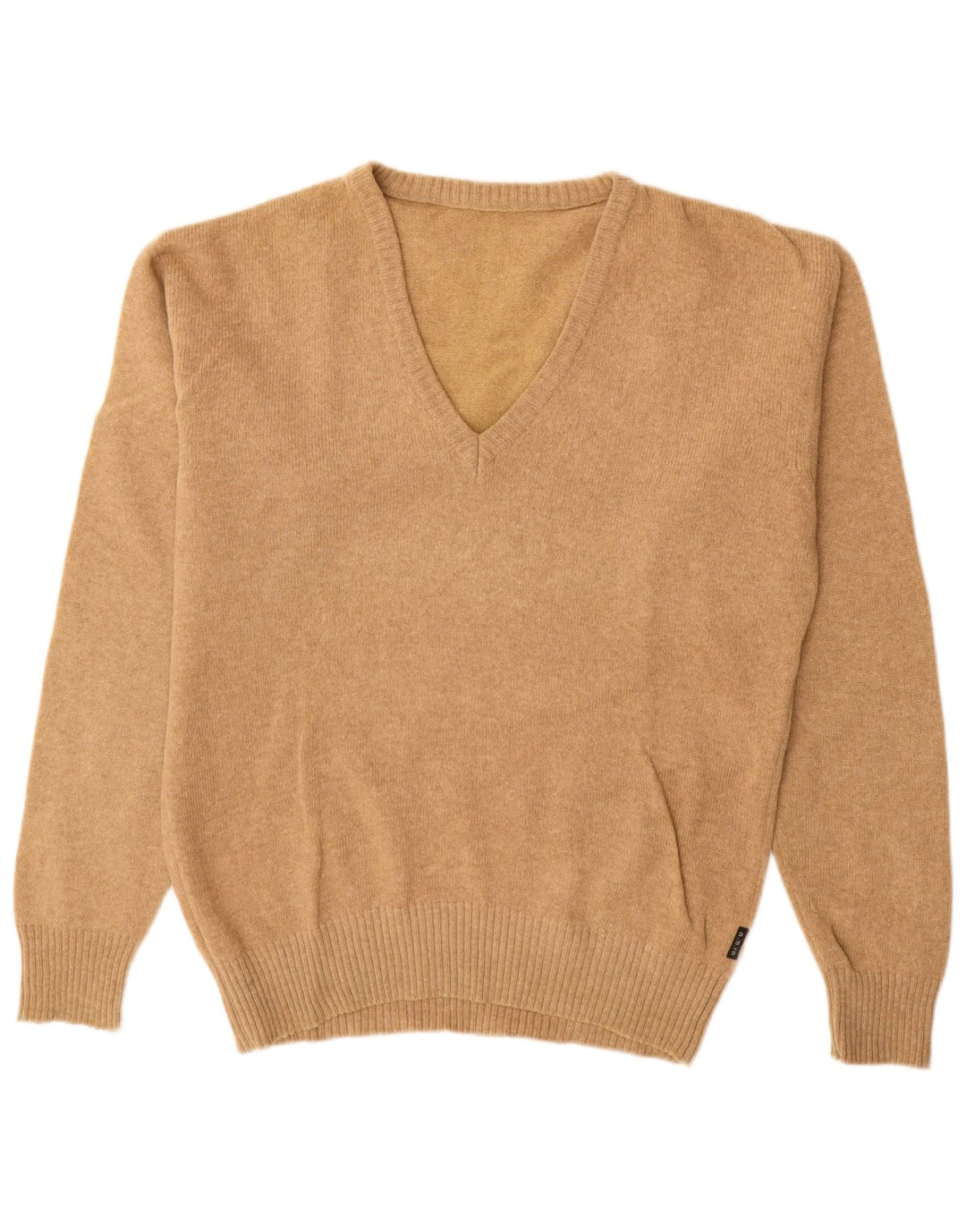 Vintage Herren Pullover mit V-Ausschnitt IT 48 Mittelbeige Wolle