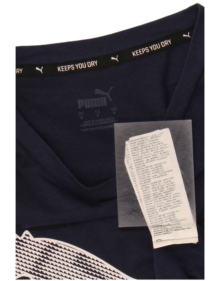 PUMA Mens Graphic T-Shirt Top Small Navy Blue Cotton