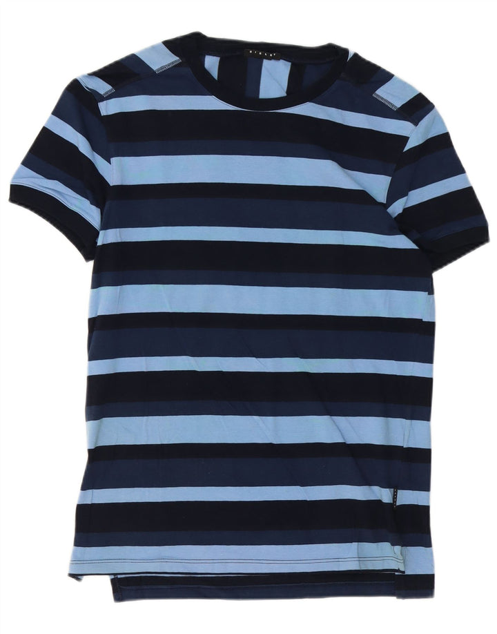 Sisley Herren T-Shirt Top Small Blau gestreift aus Baumwolle