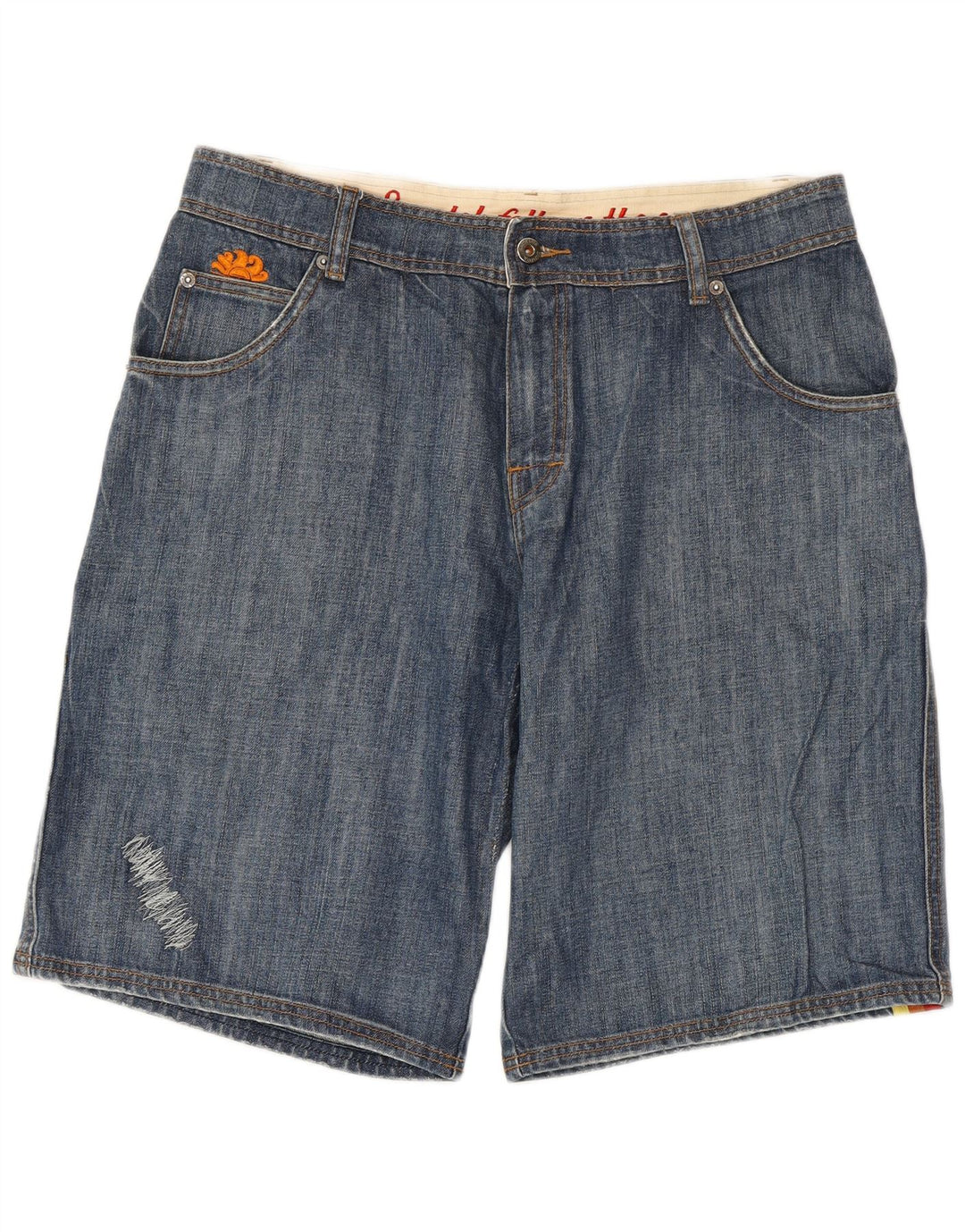 SUNDEK Herren-Jeansshorts W36, große, blau gestreifte Baumwolle