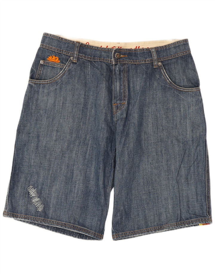 SUNDEK Herren-Jeansshorts W36, große, blau gestreifte Baumwolle
