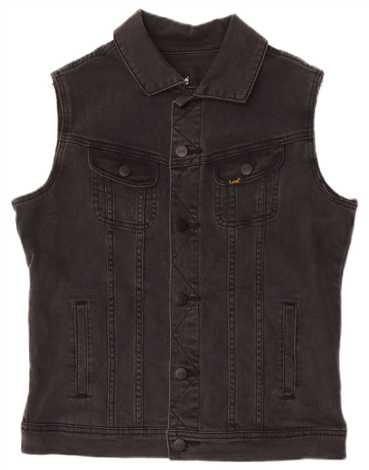 Lee Herren Jeansweste UK 36 Small Graue Baumwolle