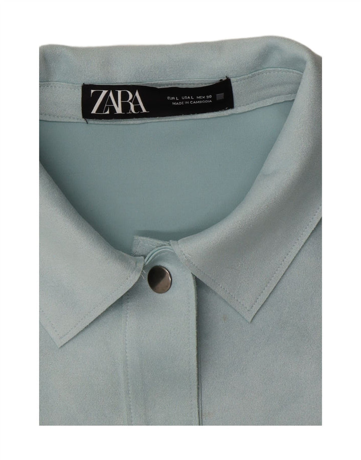 ZARA Womens Bomber Jacket UK 16 Large Blue Polyester Vintage Zara and Second-Hand Zara from Messina Hembry 