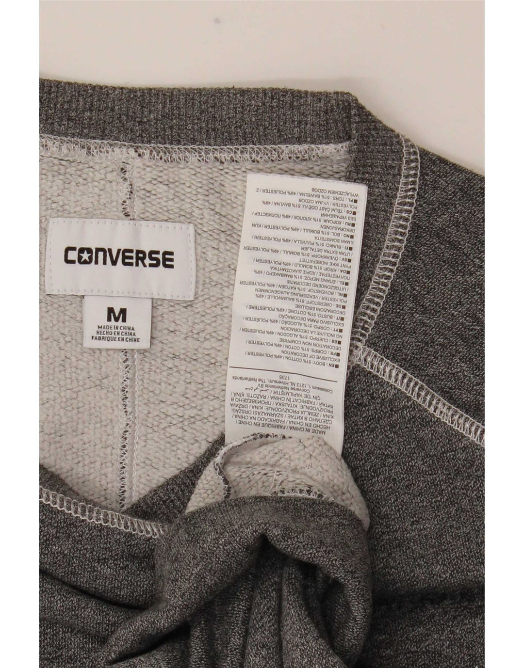 Converse Herren Grafik-Sweatshirt-Pullover aus mittelgrauer Baumwolle