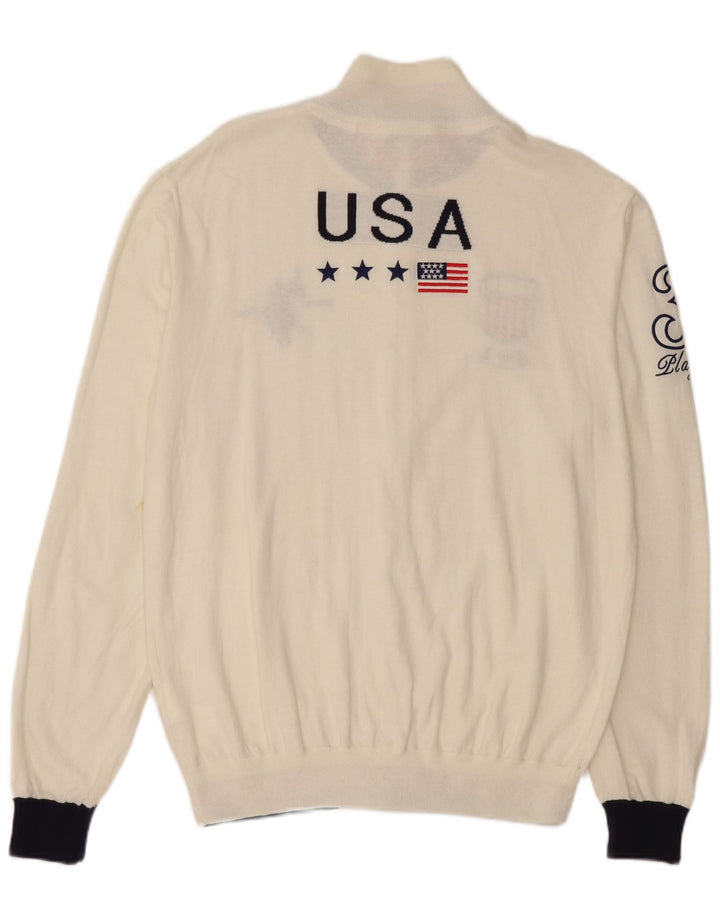 US POLO ASSN. Herren USA Graphic Cardigan Pullover 2XL Weiße Baumwolle