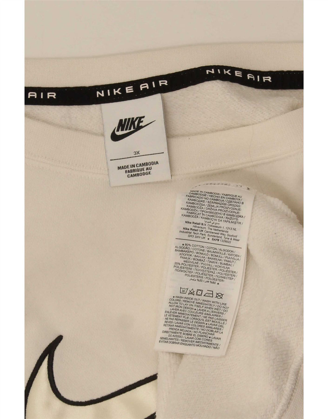 Nike Herren-Sweatshirt in Übergröße mit Grafik, Größe 3XL, weiße Baumwolle