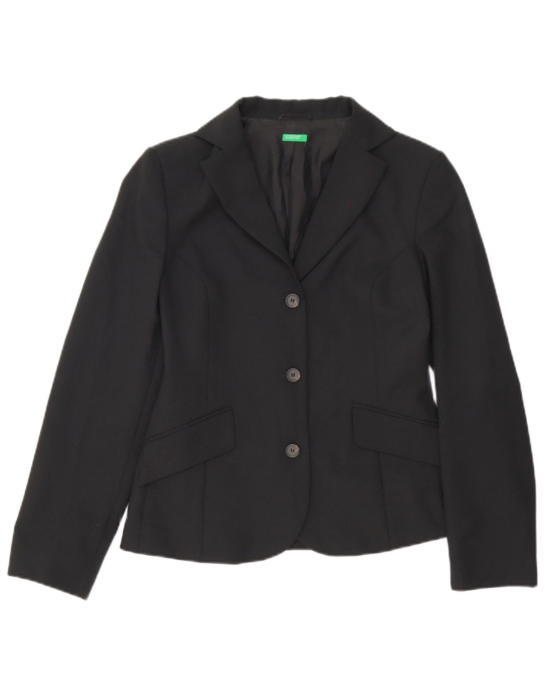 Benetton Damen-Blazerjacke mit 3 Knöpfen, IT 42, mittelschwarz, Polyester