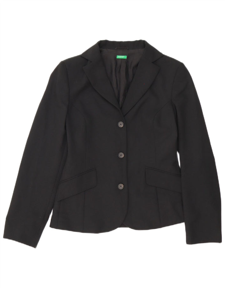 Benetton Damen-Blazerjacke mit 3 Knöpfen, IT 42, mittelschwarz, Polyester