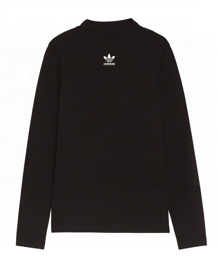 Adidas Womens Top Long Sleeve UK 12 Medium Black Cotton