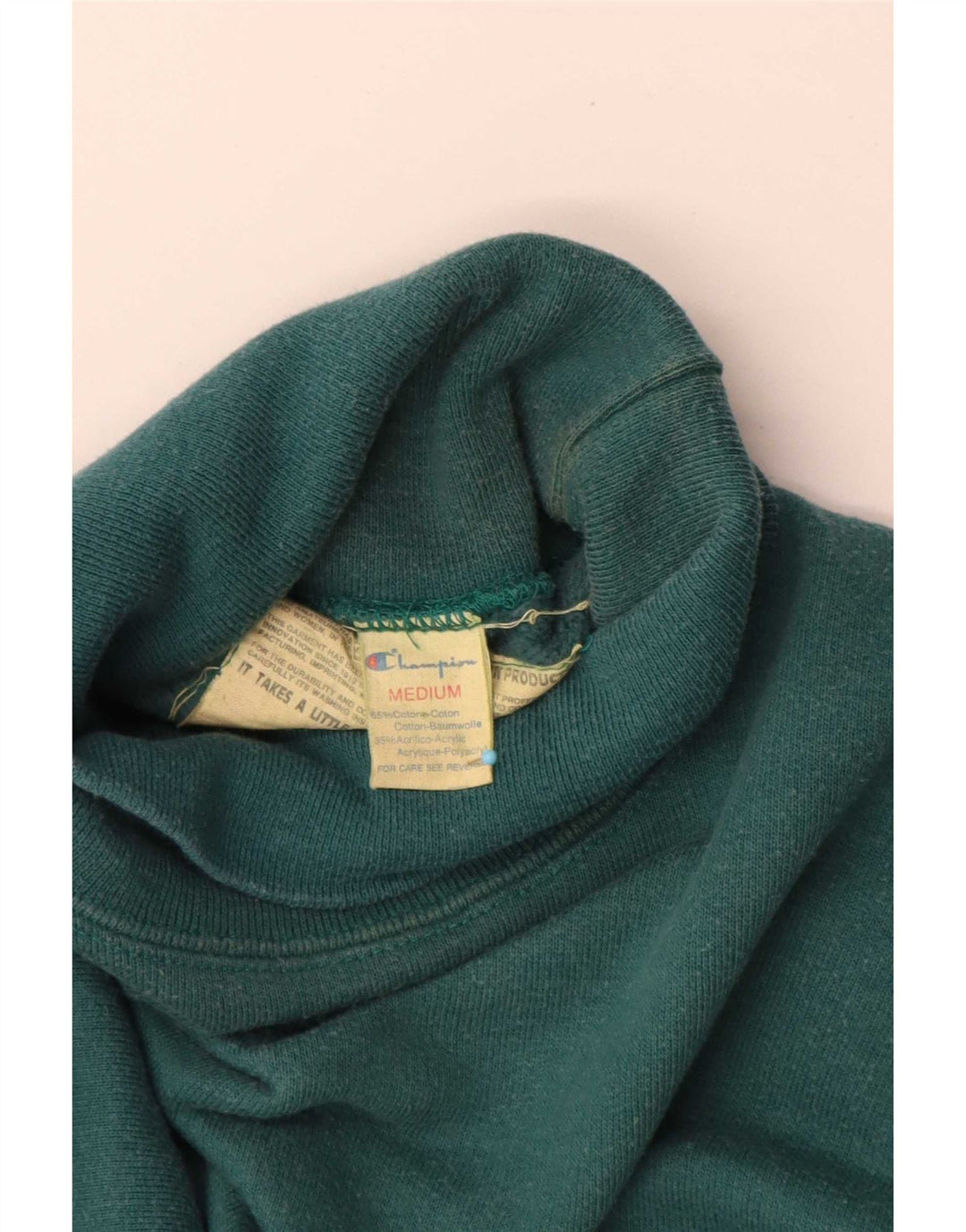 Champion Herren-Sweatshirt mit Rollkragen, mittelgrüne Baumwolle