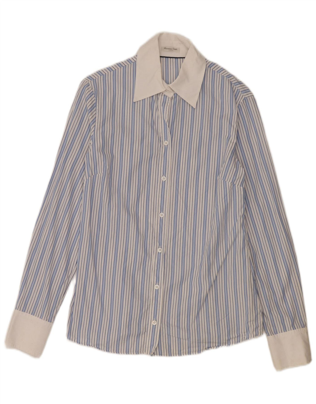 Massimo Dutti Damen-Formalhemd, EU 38, klein, blau gestreift, Baumwolle