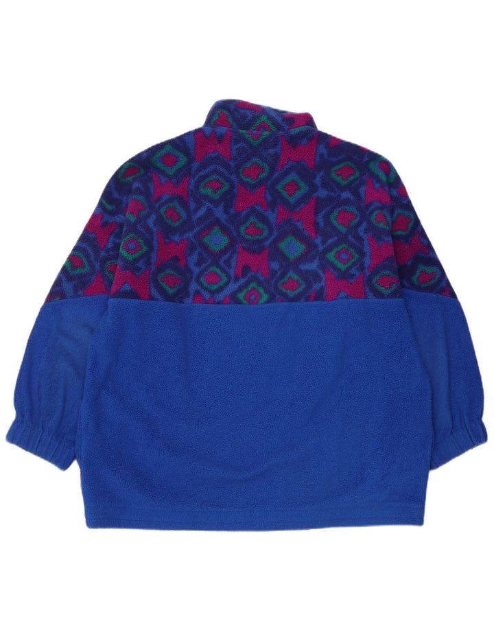 Fila Herren-Fleecepullover mit Knopfkragen, IT 48, mittelblau, geometrisch