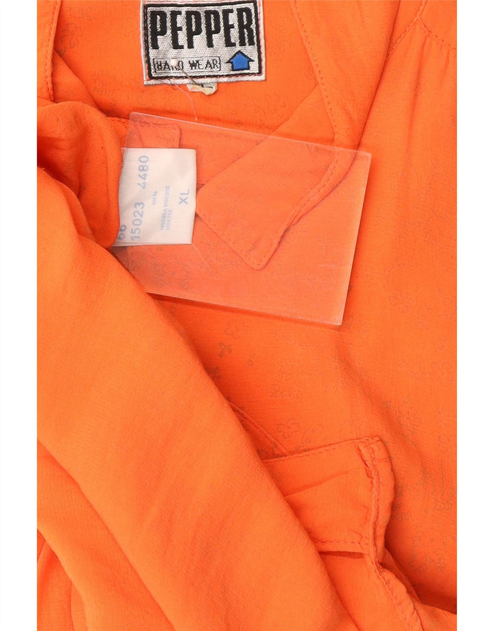 VINTAGE Mens Short Sleeve Shirt XL Orange Viscose Vintage Vintage and Second-Hand Vintage from Messina Hembry 