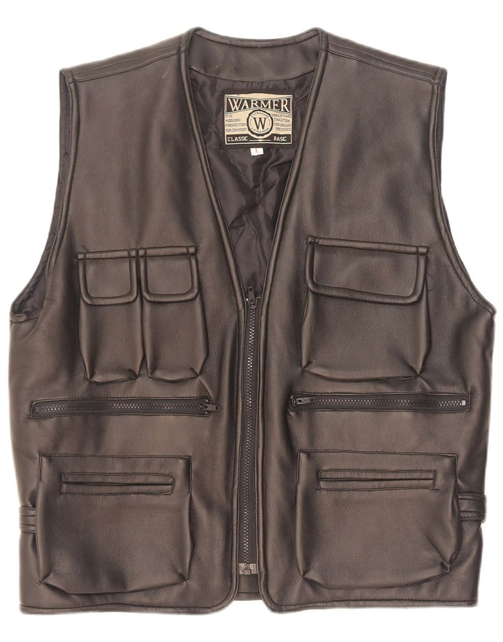 Vintage Herren Utility Gilet UK 40 Large Schwarz