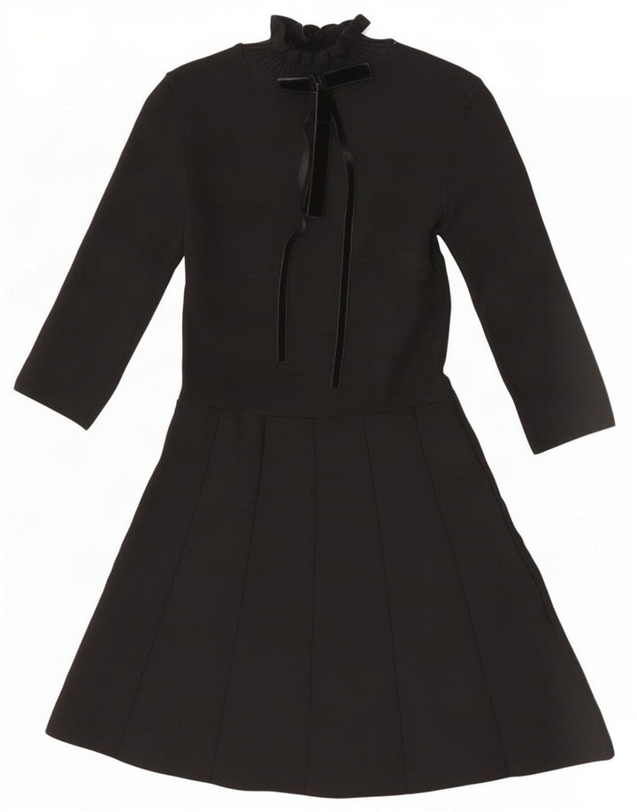 Zara Damen-Kleid in A-Linie mit 3/4-Ärmeln, Größe M, Schwarz, Polyamid