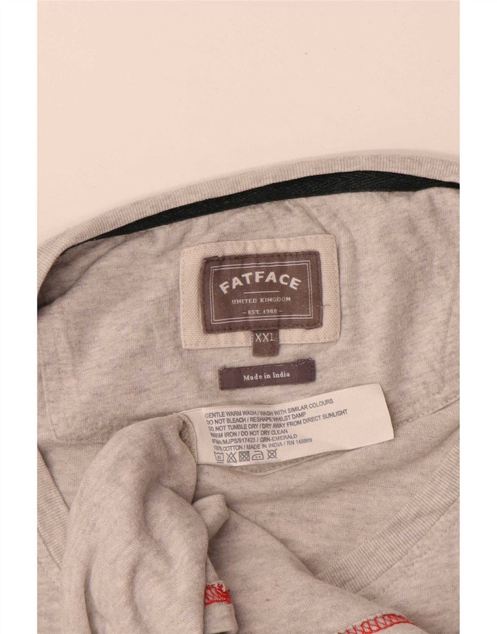 Fat Face Herren-Top, langärmelig, 2XL, Grau, Colourblock-Baumwolle