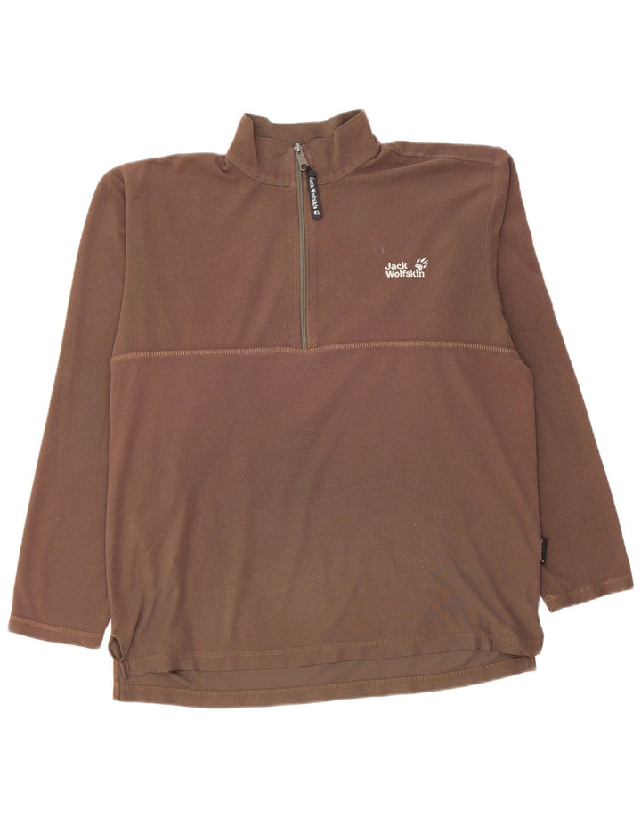 Jack Wolfskin Herren Fleecepullover mit durchgehendem Reißverschluss, Größe L, Braun
