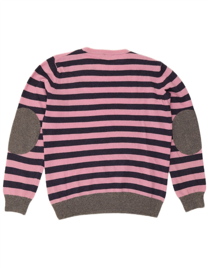 Brooksfield Herren-Pullover mit Rundhalsausschnitt, IT 46, kleine rosa gestreifte Wolle