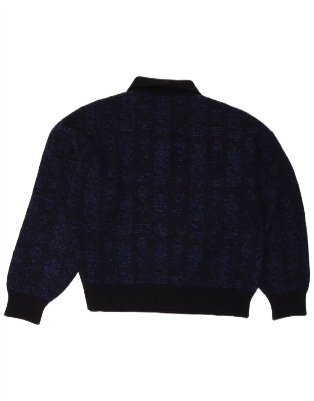 Aeffe Herren-Pullover mit Rollkragen, IT 50, mittelmarineblaue geometrische Wolle