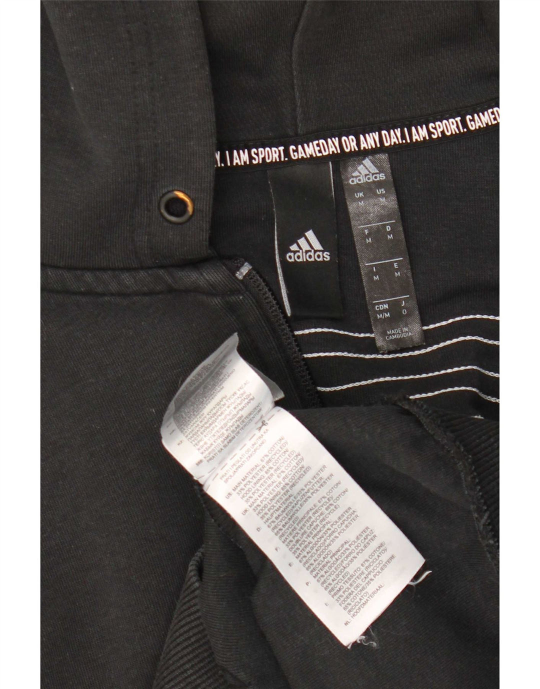 Adidas Herren-Kapuzenpullover mit Reißverschluss, mittelschwarz, Baumwolle