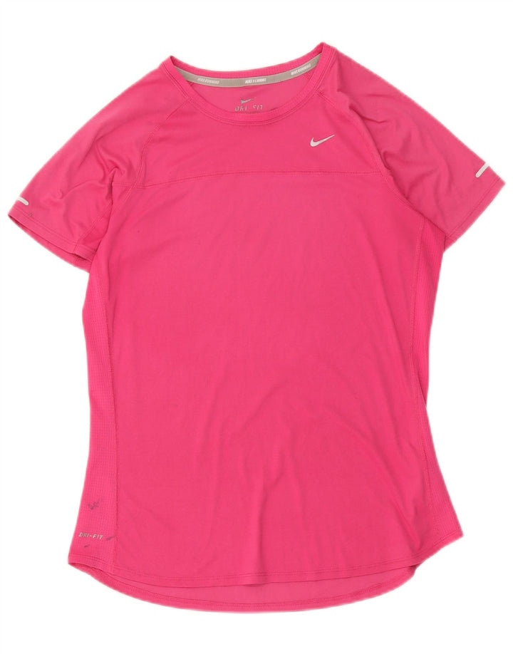 Nike Damen Dri Fit T-Shirt Top UK 14 Mittelrosa Polyester