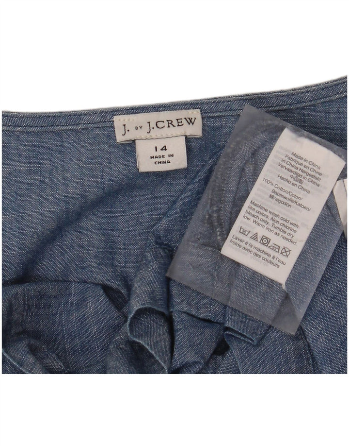 J. CREW Damen-Blusenoberteil, UK-Größe 44, Größe L, Blau, Baumwolle