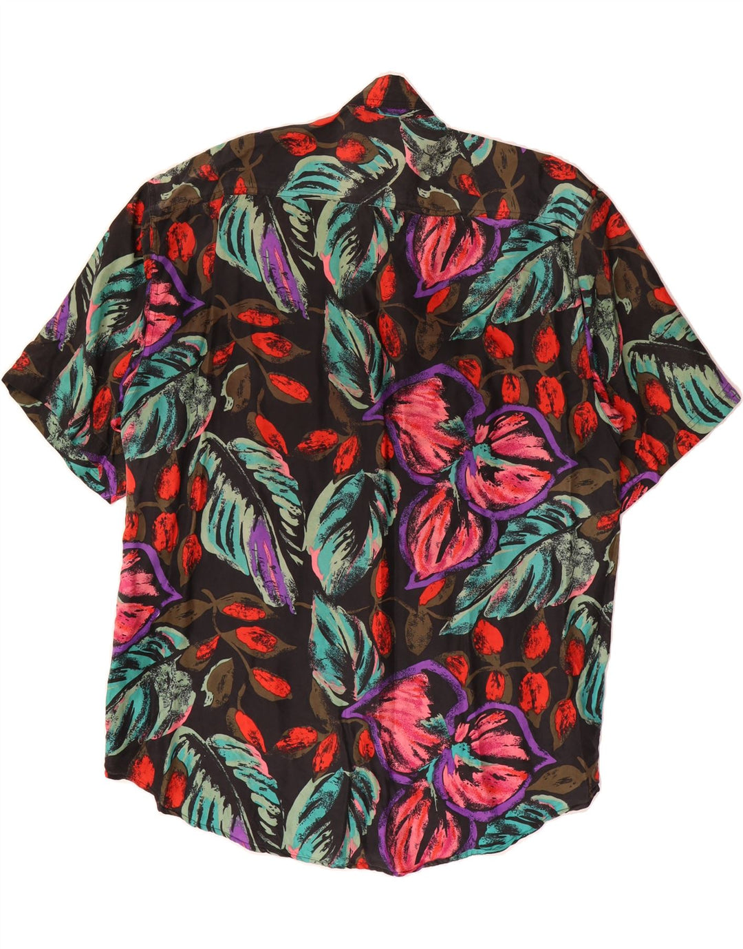 ANYWAY Mens Short Sleeve Shirt Medium Multicoloured Floral Silk Vintage Anyway and Second-Hand Anyway from Messina Hembry 