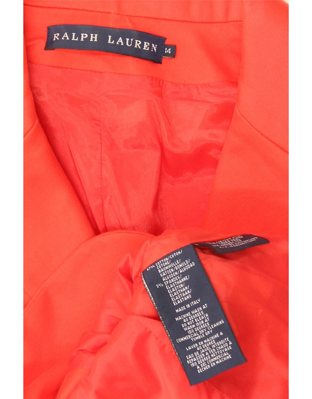 Ralph Lauren Damen-Blazerjacke mit 3 Knöpfen, US 14 XL, rote Baumwolle