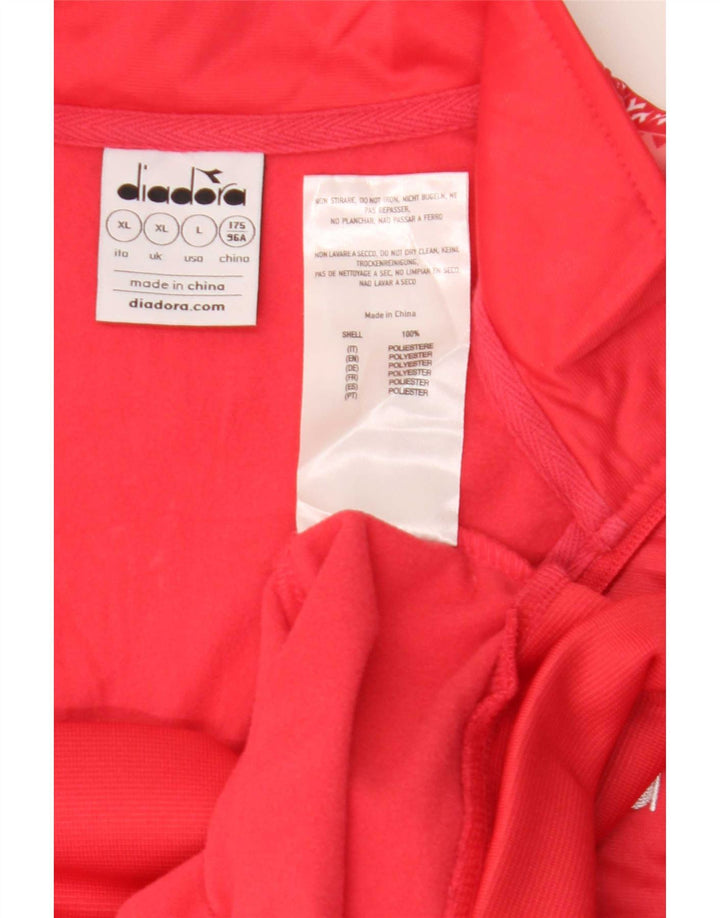 Diadora Damen-Trainingsanzugoberteil mit Grafik, UK 18, XL, Rot, Polyester