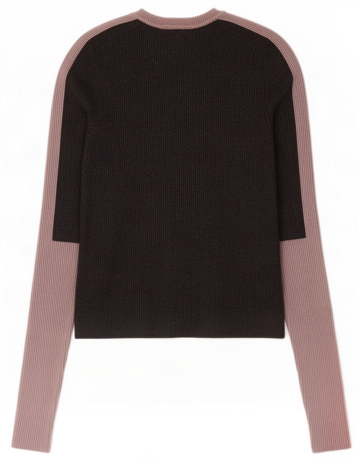 Zara Damen Crop Bluse Top UK 12 Mittelgraue Colourblock-Viskose