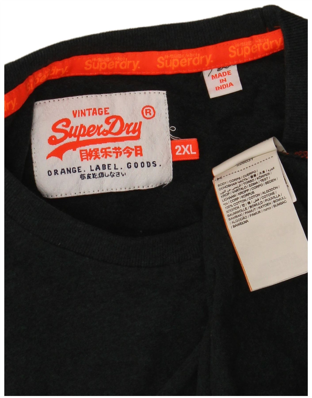 SUPERDRY Herren T-Shirt Top 2XL Grüne Baumwolle