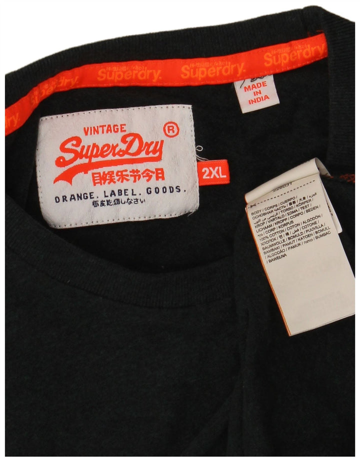 SUPERDRY Herren T-Shirt Top 2XL Grüne Baumwolle