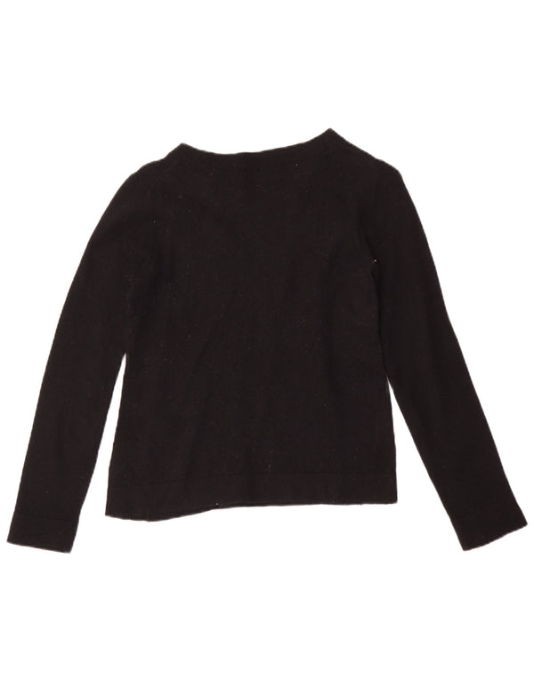 J. Crew Damen Teddie-Pullover mit U-Boot-Ausschnitt, UK 6 XS, schwarze Baumwolle