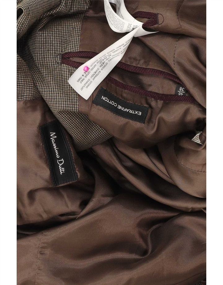 Massimo Dutti Herren-Blazer mit 3 Knöpfen, EU 48, mittelbraune Baumwolle