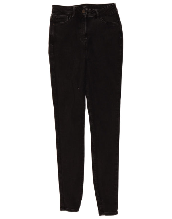 M&Co Damen Skinny Jeans UK 10 Small W26 L28 Schwarze Baumwolle