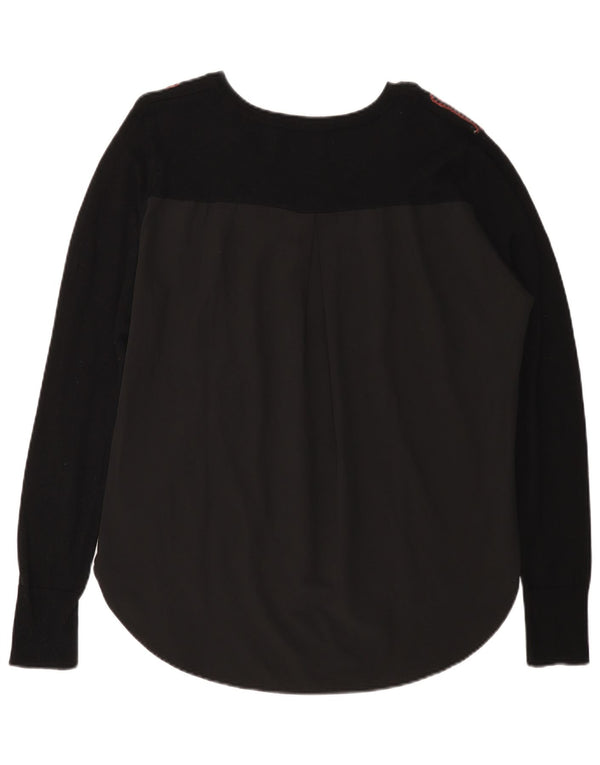 Desigual Damen-Pullover mit V-Ausschnitt, UK 20 2XL, Schwarz, Paisleymuster