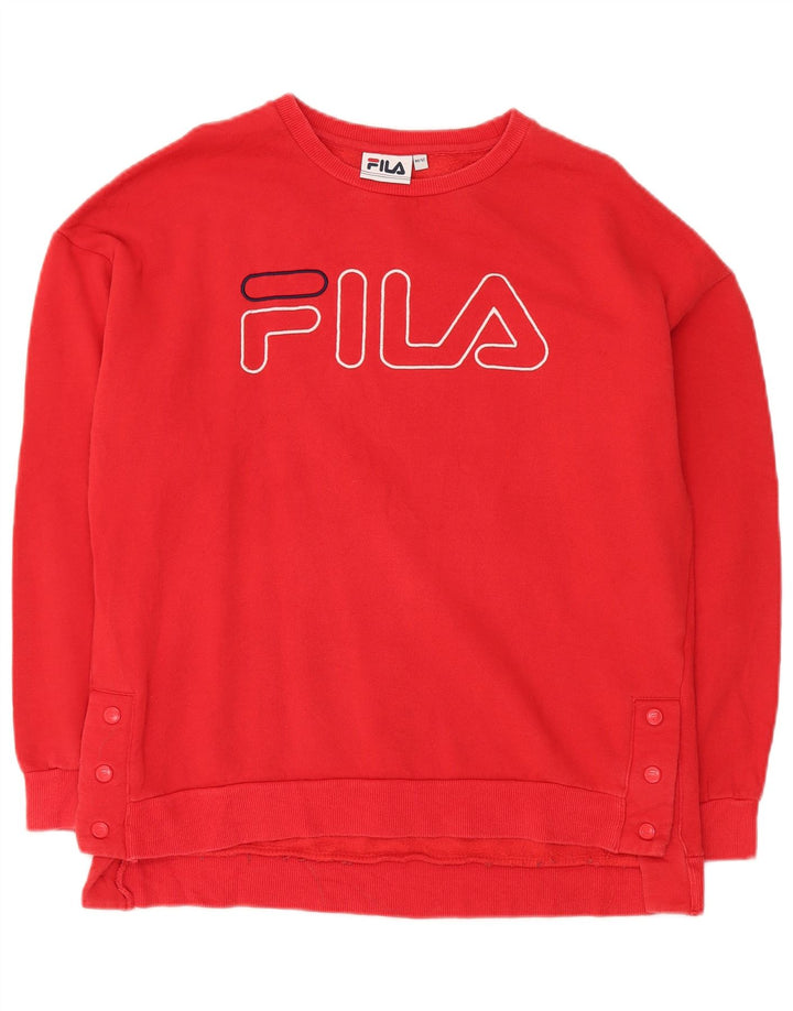 Fila Herren-Sweatshirt mit Grafik, übergroß, UK 12, mittelrot, Baumwolle