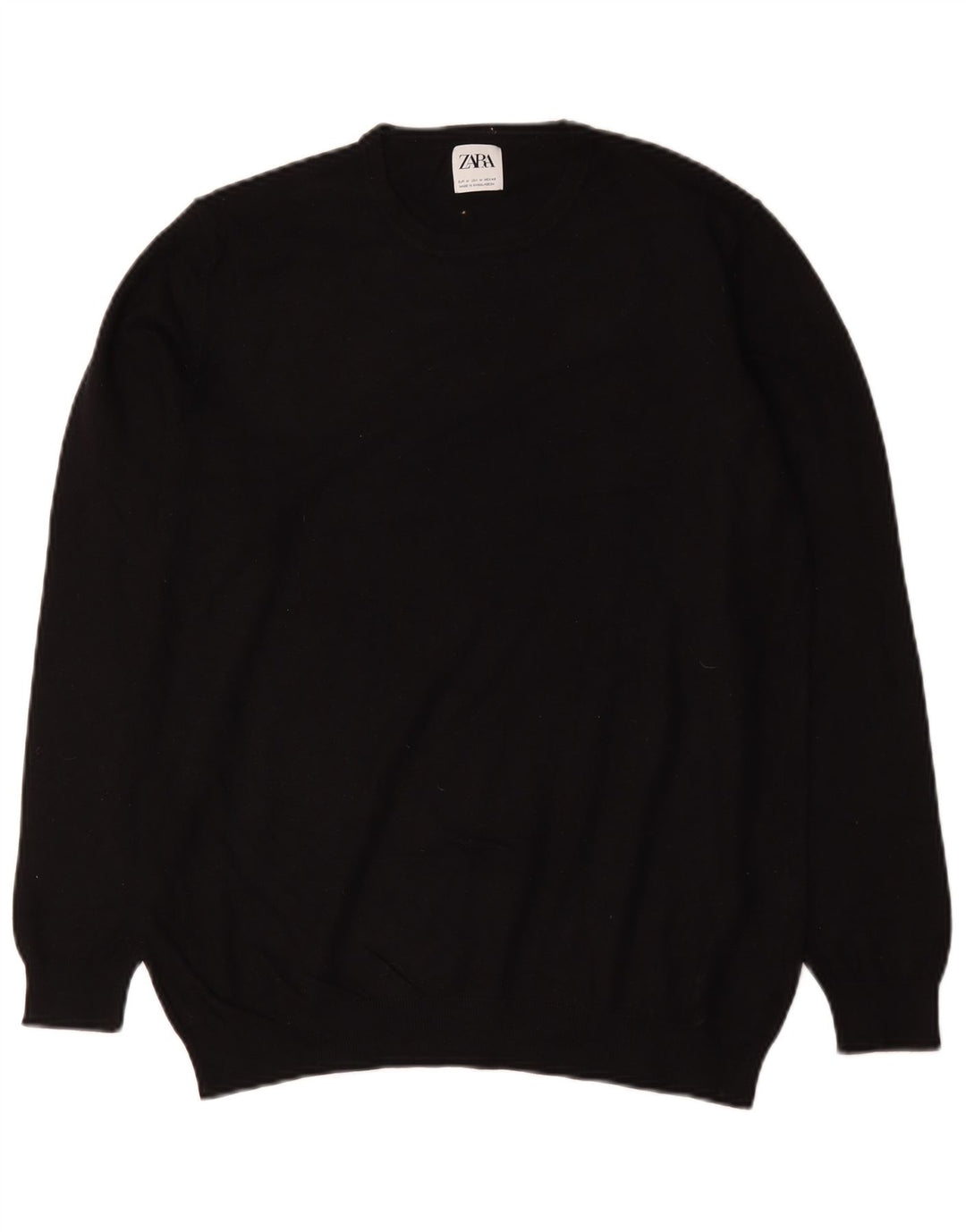 Zara Herren-Pullover mit Rundhalsausschnitt, mittlere schwarze Viskose